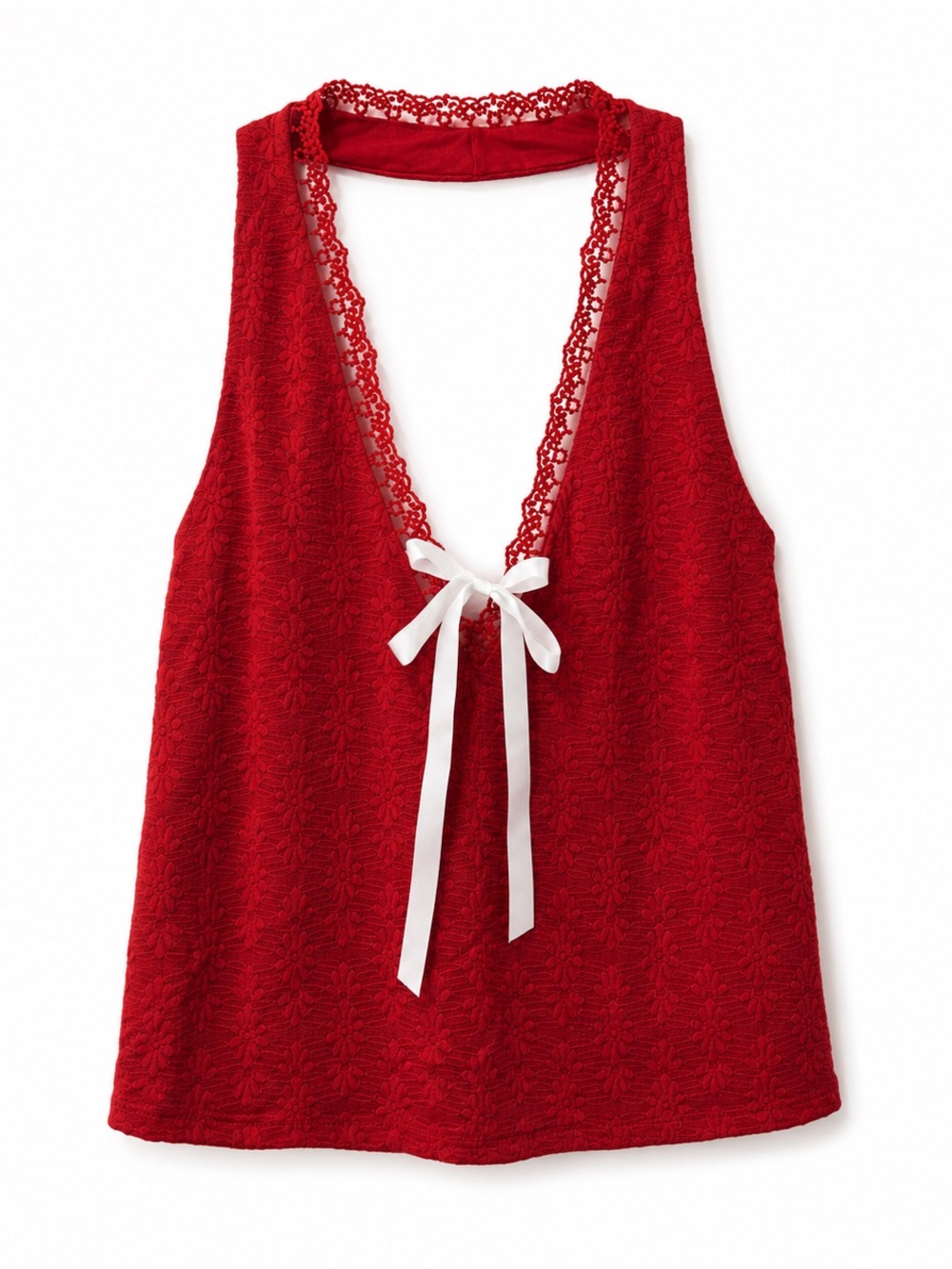 Wild Fable Red Lace Sleeveless Tie-Front Top small Cottagecore Boho Romantic nwt